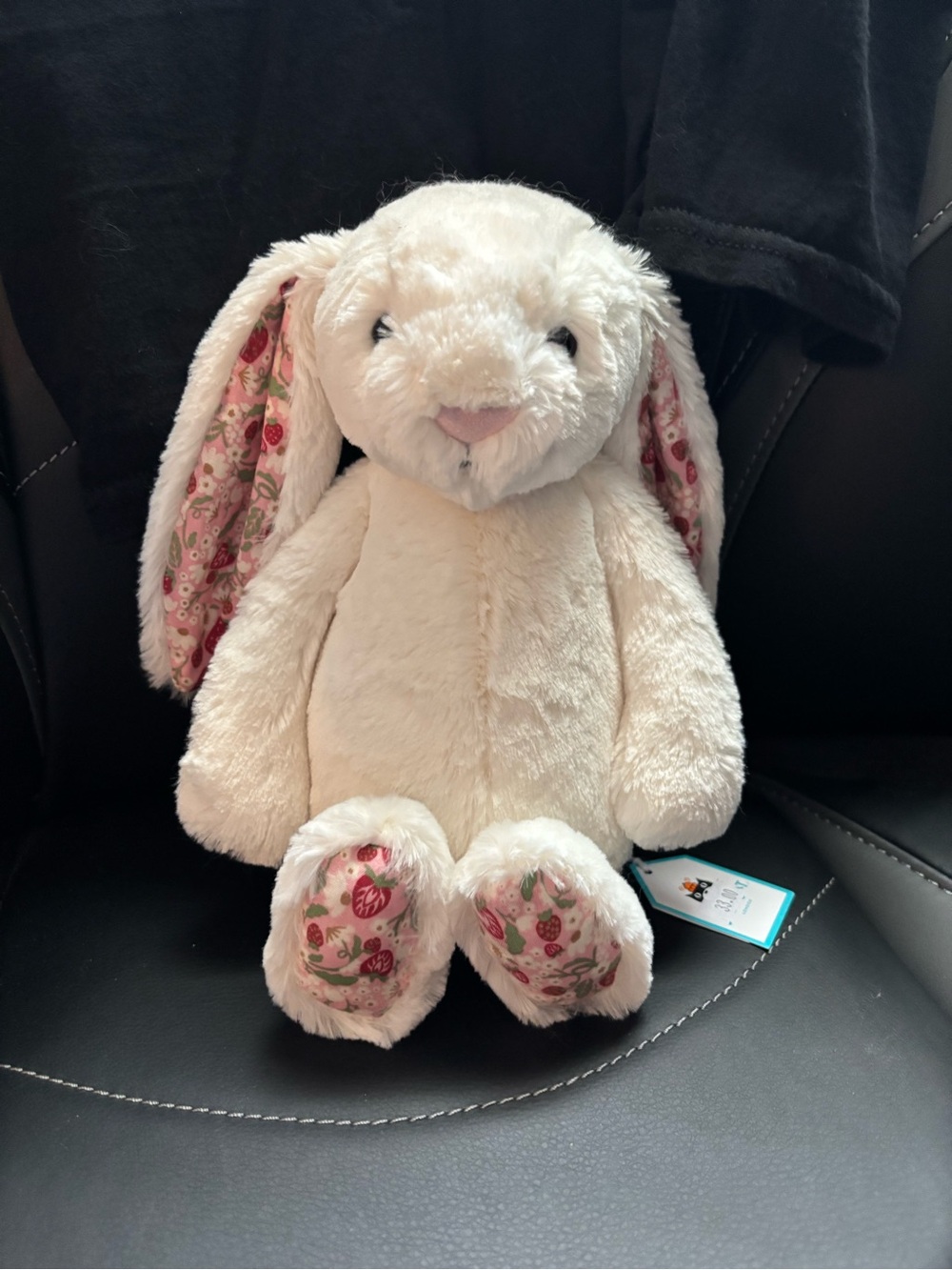 Jellycat Cream Plush Bunny with Floral Ear & Paw Trim